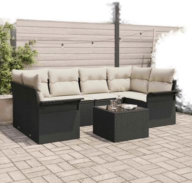 Vidaxl Hagesofa Set 7 pcs Svart