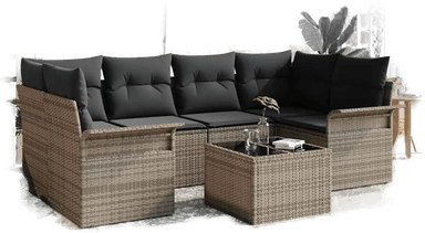 Vidaxl Hagesofa Set 7 pcs Grå