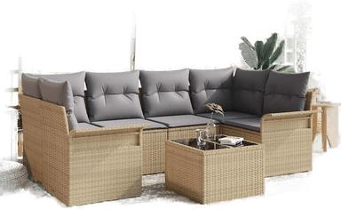 Vidaxl Hagesofa Set 7 pcs Beige