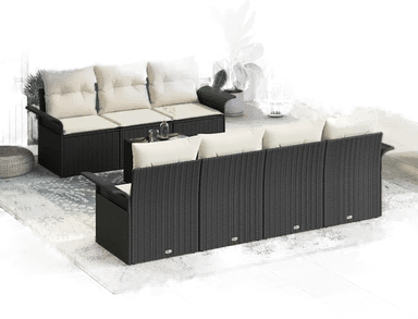 Vidaxl Hagesofa Set 8 pcs Svart