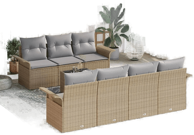 Vidaxl Hagesofa Set 8 pcs Beige
