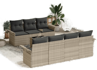 Vidaxl Hagesofa Set 8 pcs Lysegrå