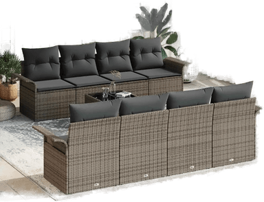 Vidaxl Hagesofa Set 9 pcs Grå