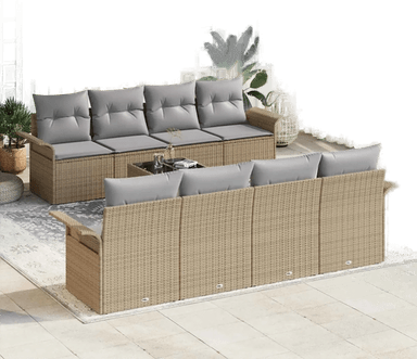 Vidaxl Hagesofa Set 9 pcs Beige