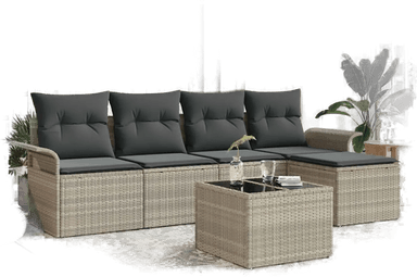 Vidaxl Utesofa 6 pcs Lysegrå