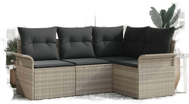 Vidaxl Hagesofa Set 4 pcs Lysegrå