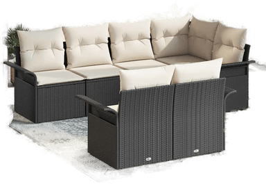 Vidaxl Hagesofa Set 7 pcs Svart