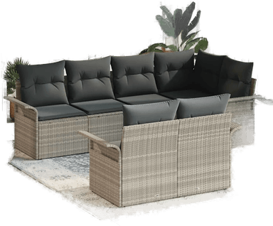 Vidaxl Hagesofa Set 7 pcs Lysegrå