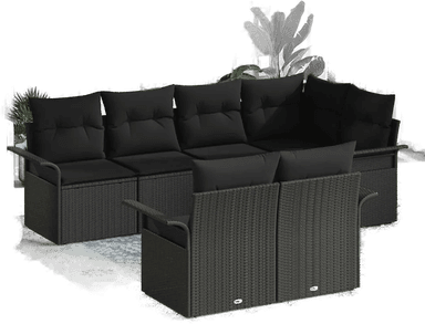 Vidaxl Hagesofa Set 7 pcs Svart