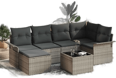 Vidaxl Hagesofa Set 7 pcs Grå