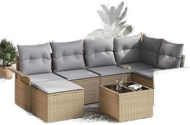 Vidaxl Hagesofa Set 7 pcs Beige