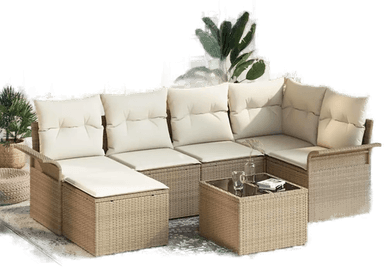 Vidaxl Hagesofa Set 7 pcs Beige