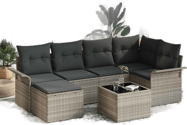 Vidaxl Hagesofa Set 7 pcs Lysegrå