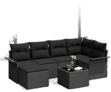 Vidaxl Hagesofa Set 7 pcs Svart