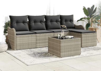 Vidaxl Hagesofa Set 6 pcs Lysegrå