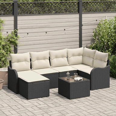 Vidaxl Hagesofa Set 7 pcs Svart