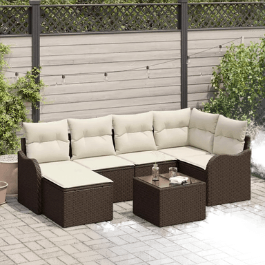 Vidaxl Hagesofa Set 7 pcs Brun