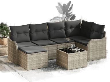 Vidaxl Hagesofa Set 7 pcs Lysegrå