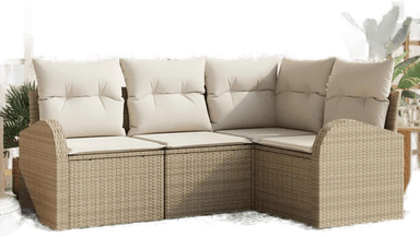 Vidaxl Hagesofa Set 4 deler Beige