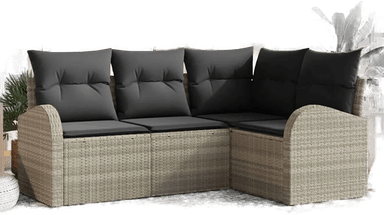 Vidaxl Hagesofa Set 4 deler Lysegrå