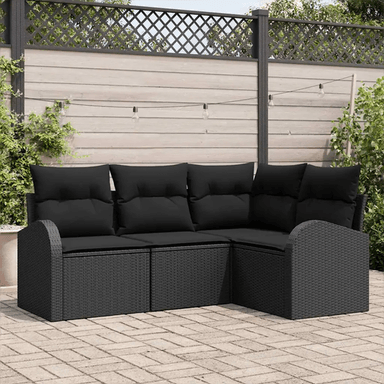 Vidaxl Hagesofa Set 4 deler Svart