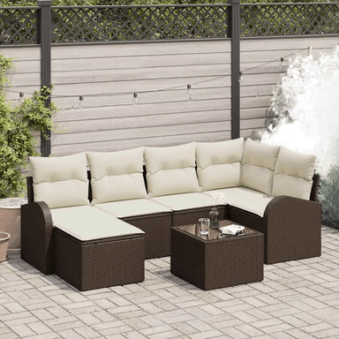 Vidaxl Hagesofa Set 7 pcs Brun