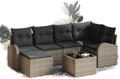 Vidaxl Hagesofa Set 7 pcs Grå