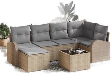 Vidaxl Hagesofa Set 7 pcs Beige