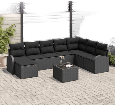 Vidaxl Hagesofa Set 9 pcs Svart