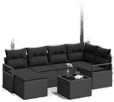 Vidaxl Sofa sett 7 pcs Svart