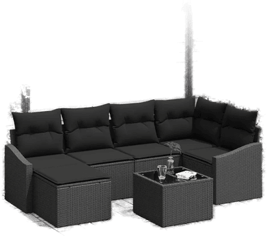 Vidaxl Sofa sett 7 pcs Svart