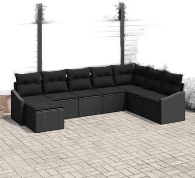 Vidaxl Sofa sett 8 pcs Svart