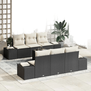 Vidaxl Hagesofa Set 7 pcs Svart