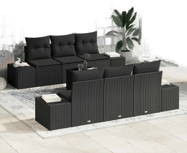 Vidaxl Hagesofa Set 7 pcs Svart
