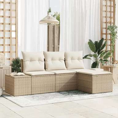 Vidaxl Hagesofa Set 4 pcs Beige