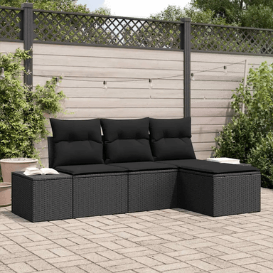 Vidaxl Hagesofa Set 4 pcs Svart