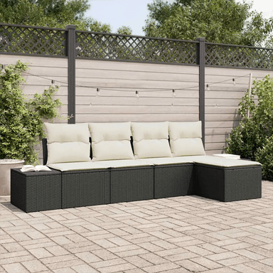 Vidaxl Hagesofa Set 5 pcs Svart