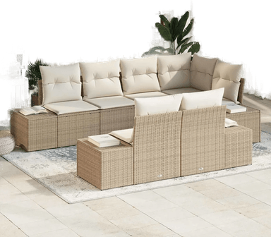 Vidaxl Hagesofa Set 7 pcs Beige