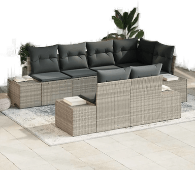 Vidaxl Hagesofa Set 7 pcs Lysegrå