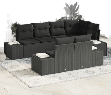 Vidaxl Hagesofa Set 7 pcs Svart
