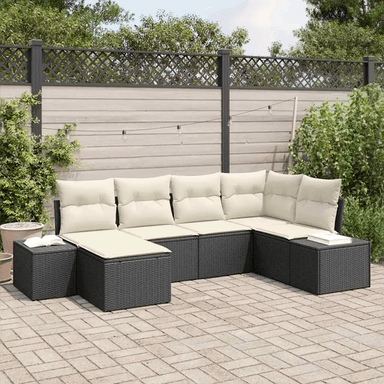 Vidaxl Hagesofa Set 6 pcs Svart og krem