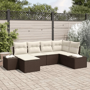 Vidaxl Hagesofa Set 6 pcs Brun og Krem