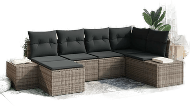 Vidaxl Hagesofa Set 6 pcs Grå