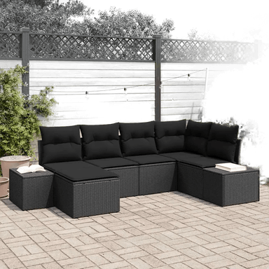Vidaxl Hagesofa Set 6 pcs Svart
