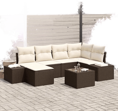 Vidaxl Hagesofa Set 7 pcs Brun og Krem