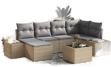 Vidaxl Hagesofa Set 7 pcs Beige og grå