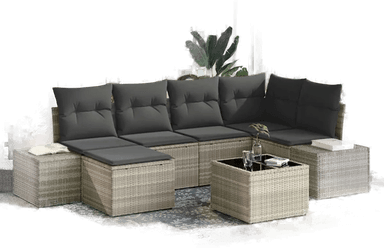 Vidaxl Hagesofa Set 7 pcs Lysegrå