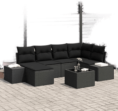 Vidaxl Hagesofa Set 7 pcs Svart