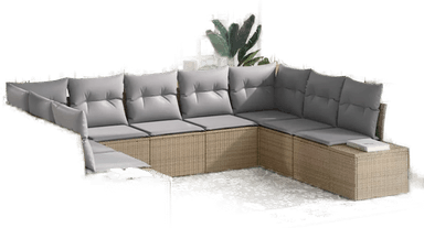 Vidaxl Hagesofa Set 9 pcs Beige
