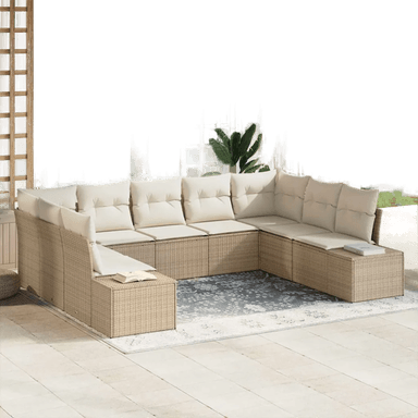 Vidaxl Hagesofa Set 9 pcs Beige